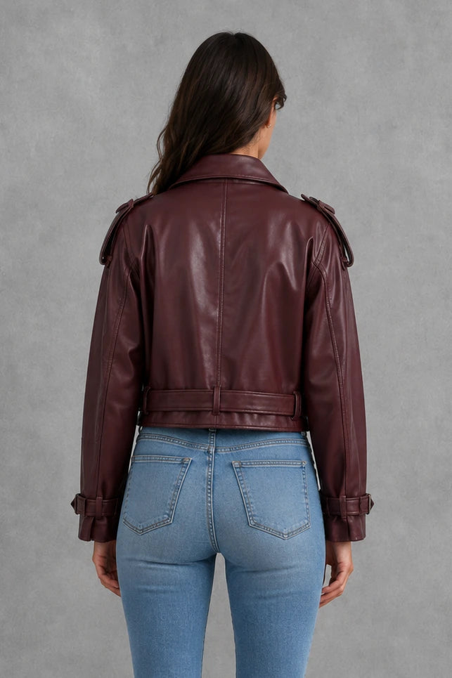Women’s Leather Biker Jacket – Belted Cropped Style — gallery_04.webp