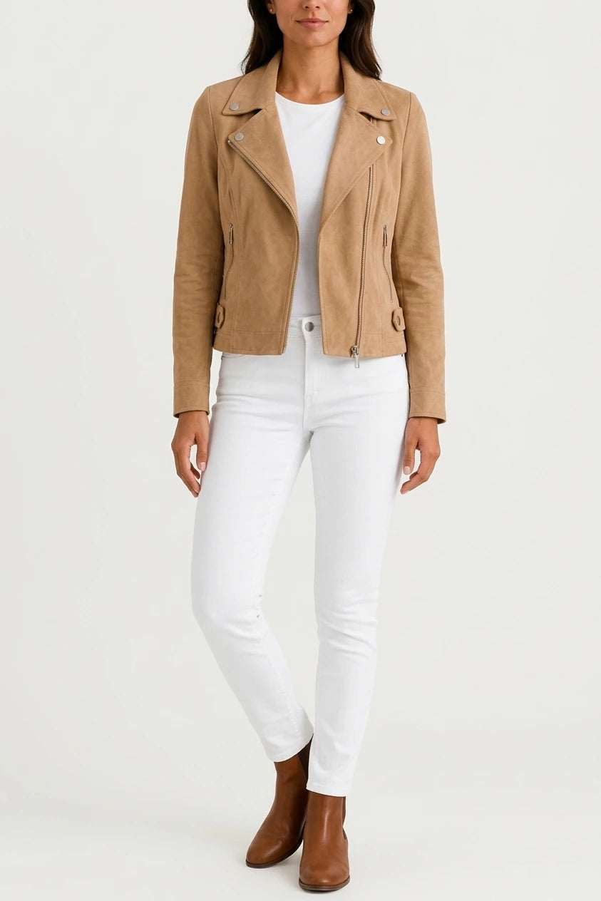 Women’s Suede Jacket – Cropped Tailored Jacket for Effortless Everyday Style — variant_front