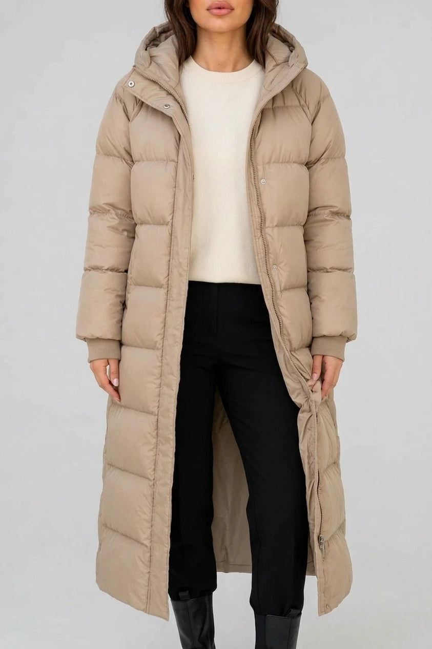 Women’s Long Puffer Coat – Hooded Padded Winter Jacket — variant_front