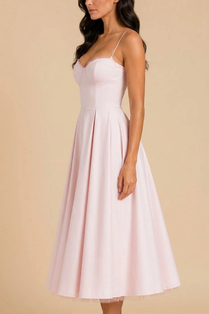 Women’s Corset Midi Dress with Full Skirt – Elegant Occasion Style — variant_front