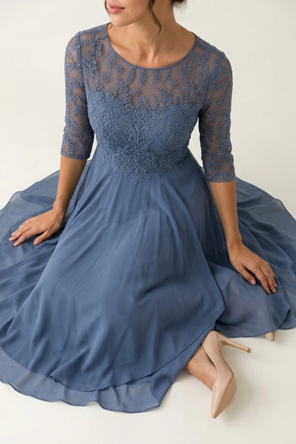Women's Embroidered Lace Midi Dress | Wedding Guest — variant_front