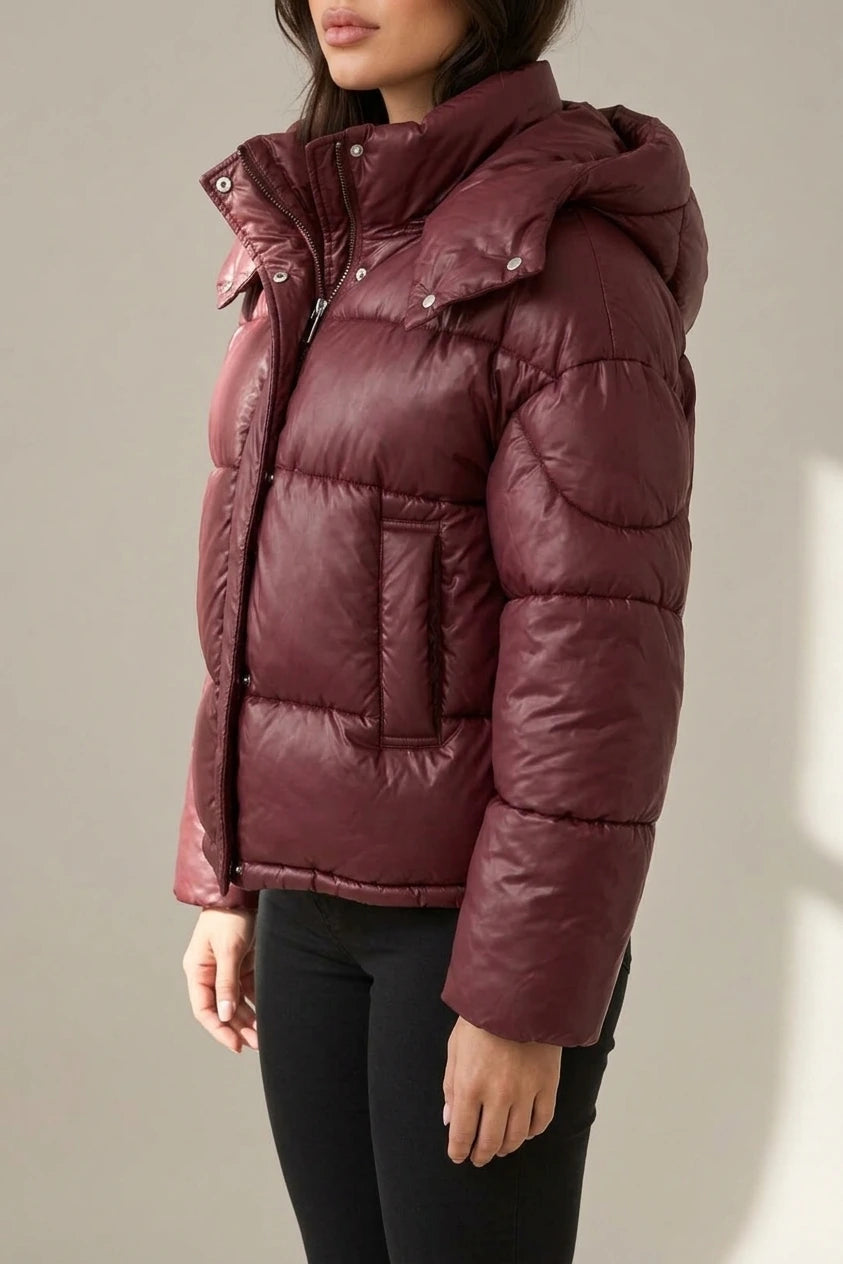 Women’s Hooded Puffer Jacket – Full Zip Padded Winter Coat — variant_front