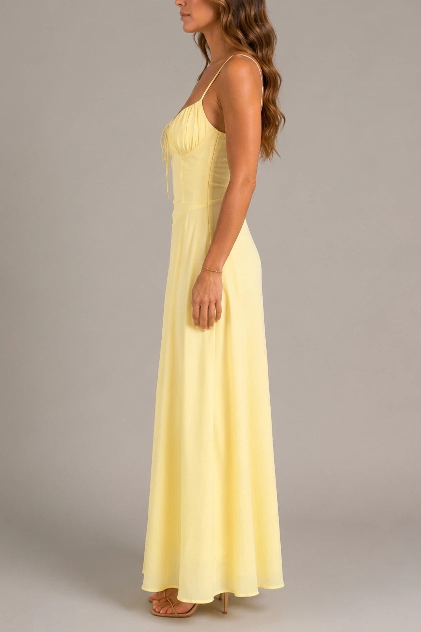 Women’s Strappy Corset Maxi Dress – Sculpted Flowing Silhouette — variant_front