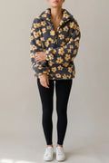 Oversized Floral Teddy Fleece Jacket with Half Zip – Cosy Layer