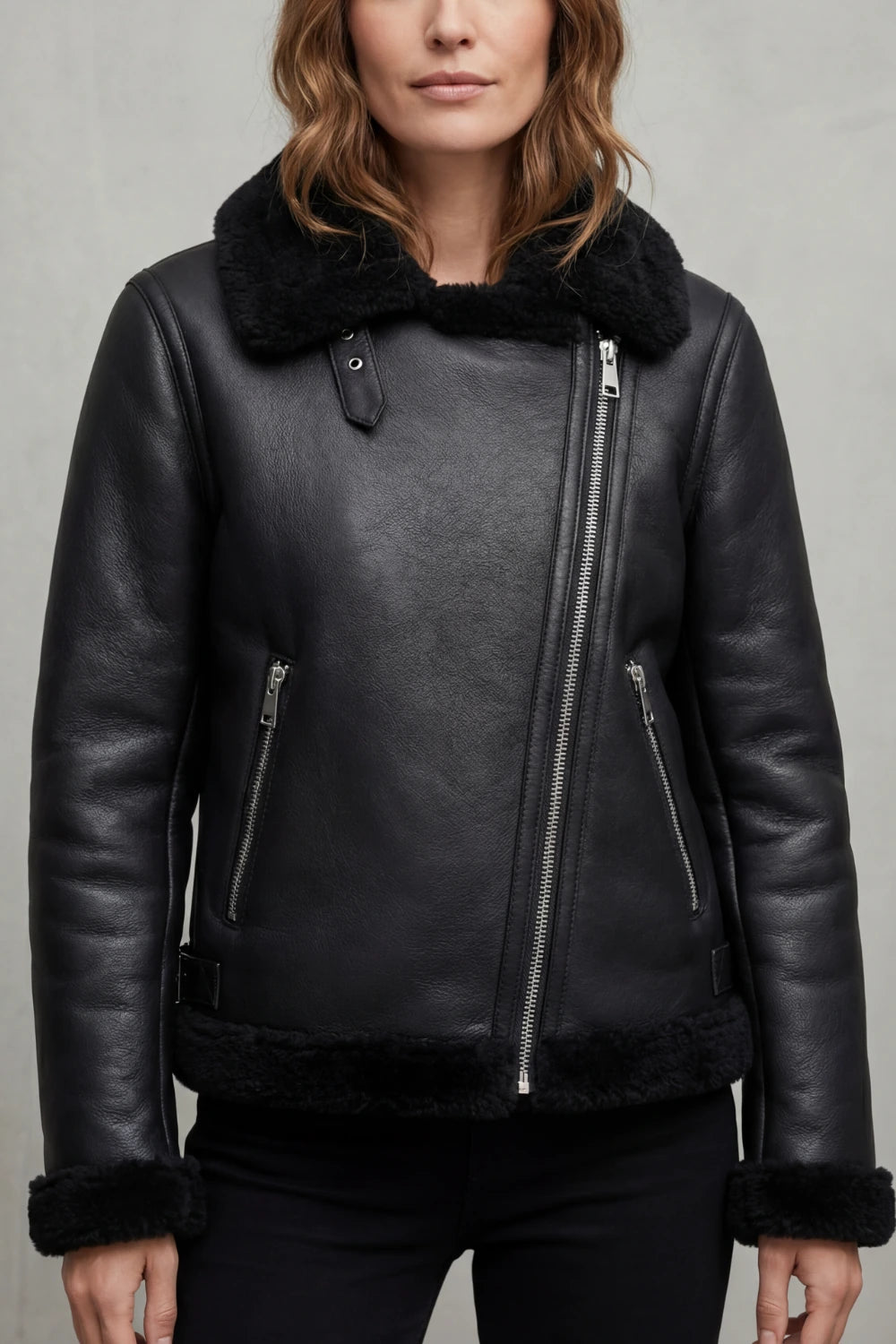 Noirellé – Asymmetric zip – Shearling biker jacket — gallery_01.webp