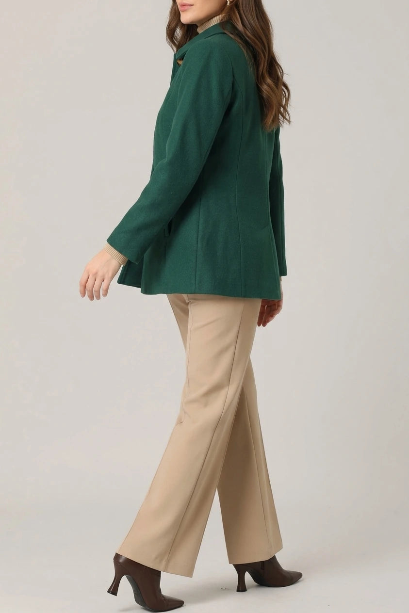 Work Office Winter Overcoat Single Breasted Point Collar Pea Coat — variant_front