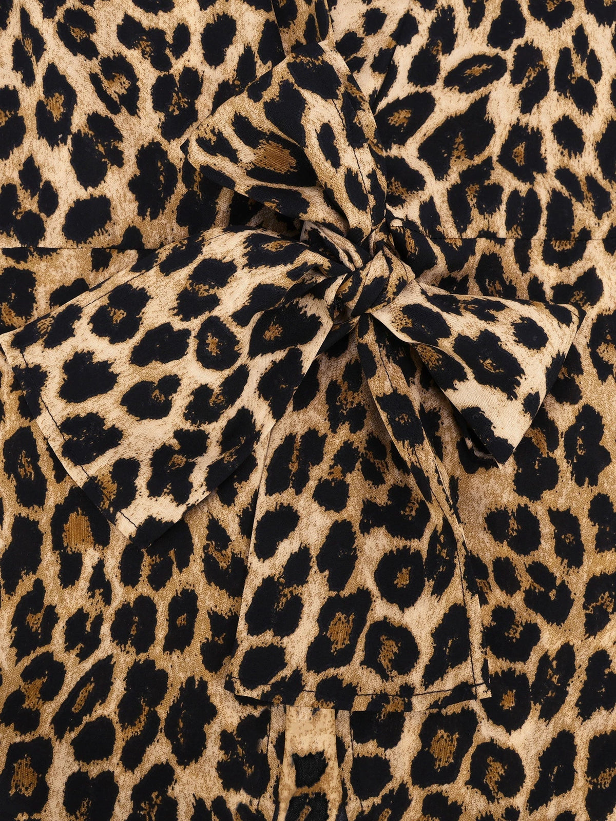 Leopard Print Wrap Blouse with Tie Waist Office to Evening Long Sleeves Top — gallery_07.webp