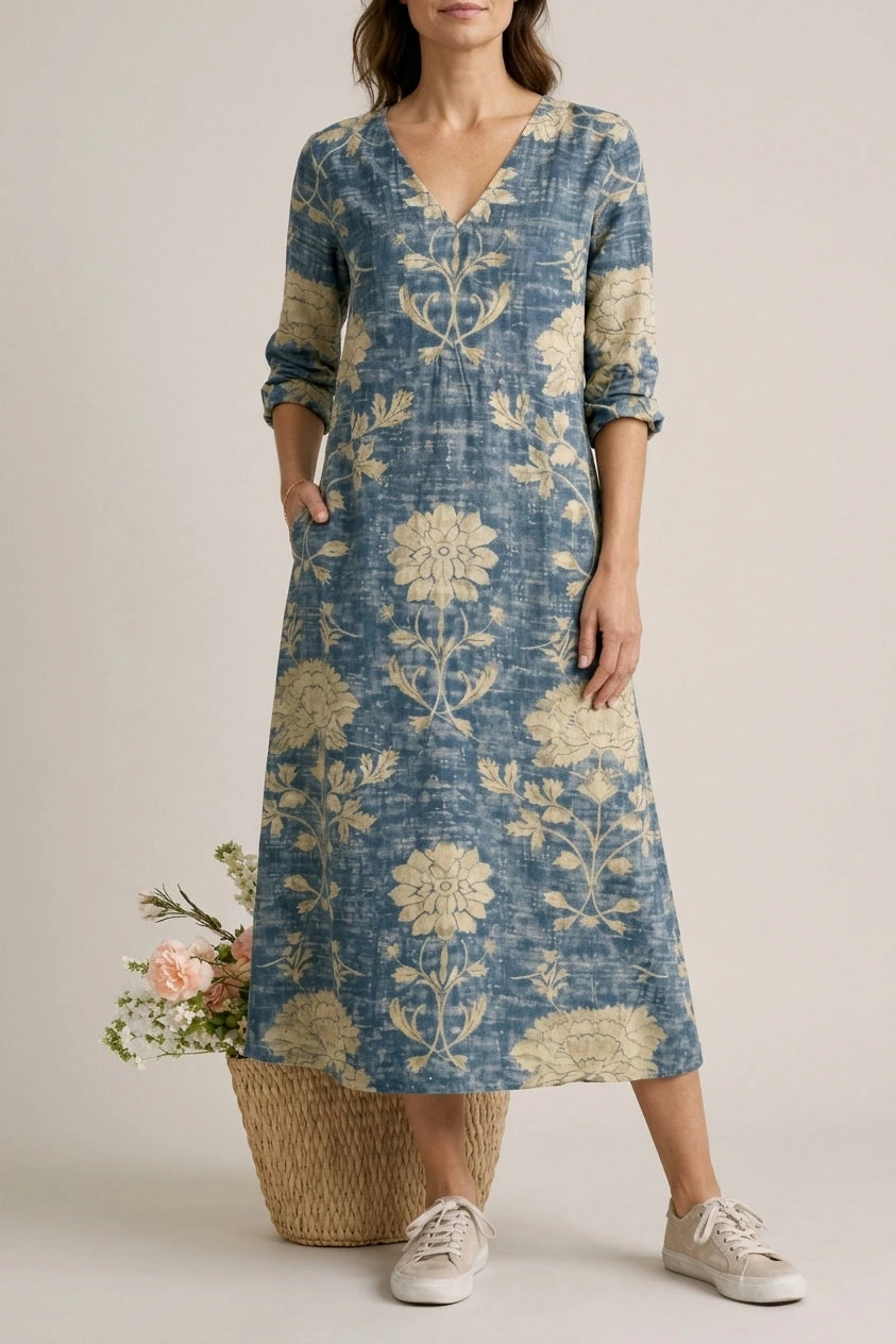 Linen Floral Dress — variant_front