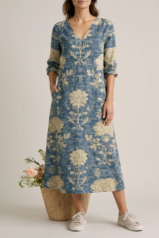Linen Floral Dress — variant_front
