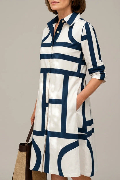 Elegant Geometric Midi Dress – Sophisticated & Timeless — variant_front