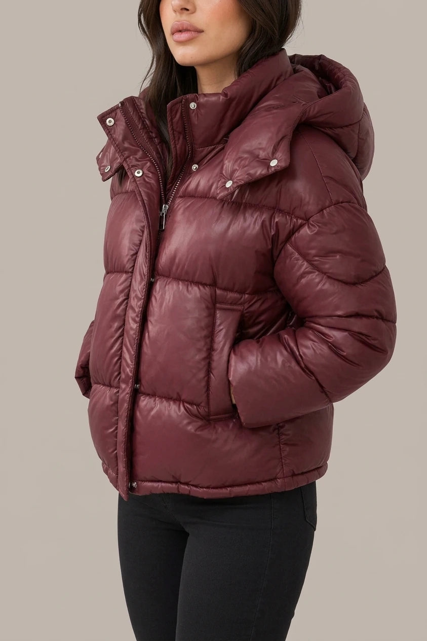 Women’s Hooded Puffer Jacket – Full Zip Padded Winter Coat — variant_front