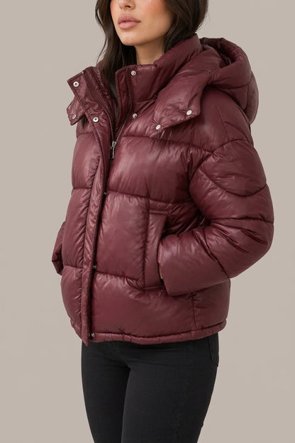 Women’s Hooded Puffer Jacket – Full Zip Padded Winter Coat — variant_front