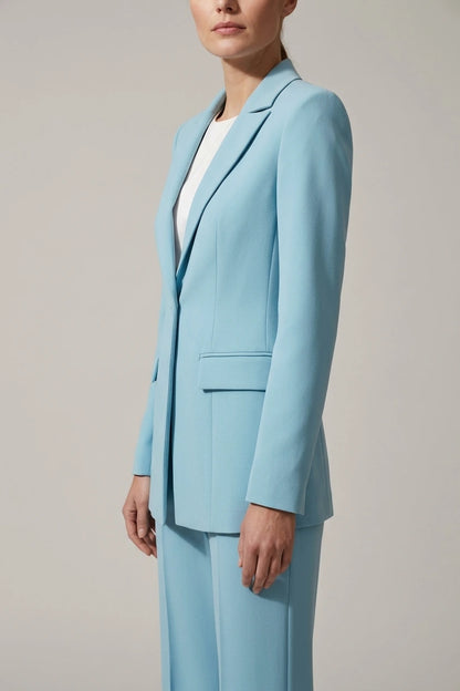Women's Blazer Suit Set with Notch Lapel and Straight Trousers — variant_front