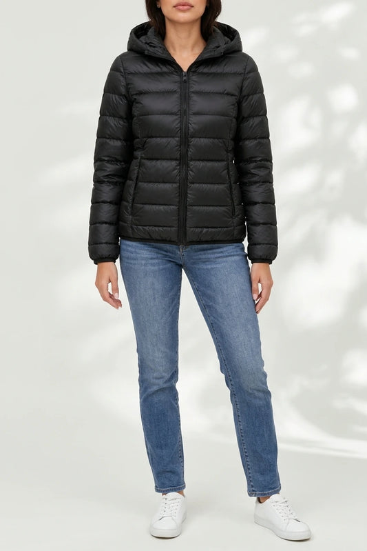 Women’s Lightweight Hooded Puffer Jacket – Quilted Zip-Up Coat — variant_front