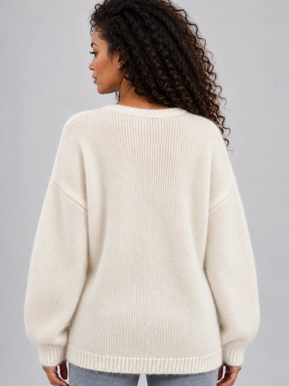 Women’s Floral Knit Jumper – Crew Neck Long Sleeve Sweater with 3D Flower Detail — gallery_02.webp