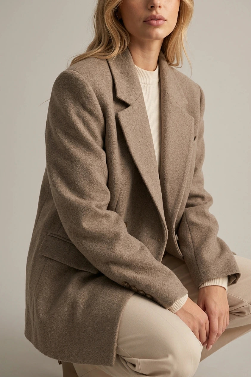 Women’s Oversized Double-Breasted Blazer – Tailored Longline Jacket — variant_front
