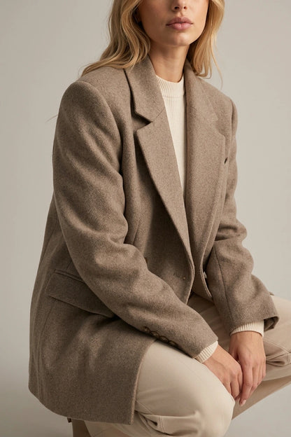 Women’s Oversized Double-Breasted Blazer – Tailored Longline Jacket — variant_front