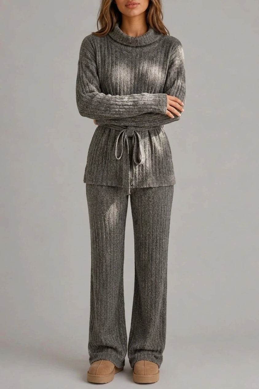 Women’s Knitted Two-Piece Set – Roll Neck Jumper & Wide Leg Trousers Outfit — variant_front