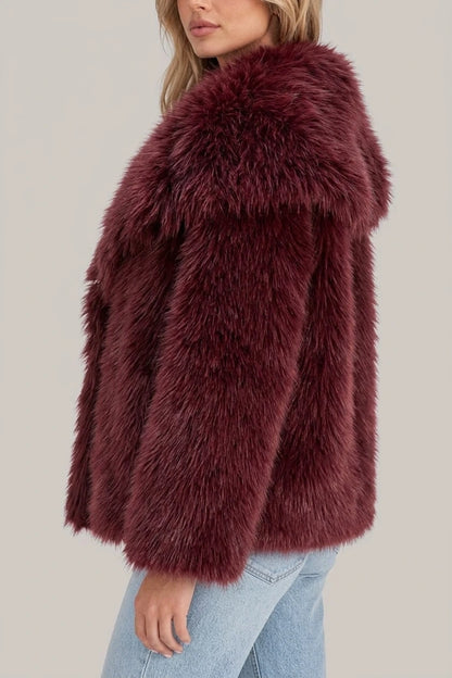 Women’s Faux Fur Jacket – Plush Oversized Collar Winter Coat — variant_front