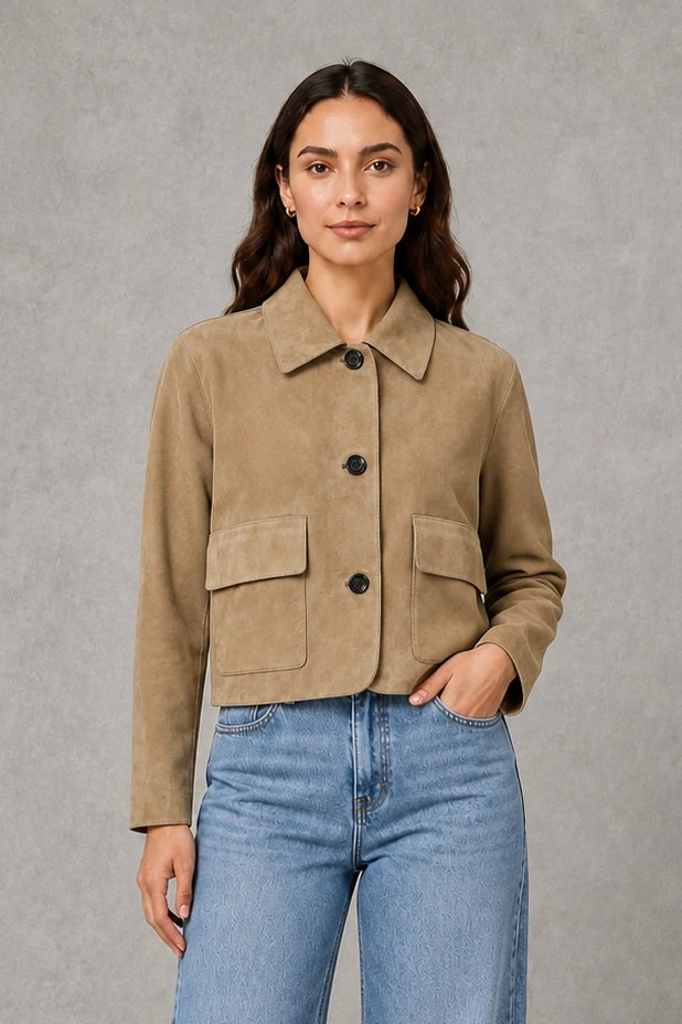 Women’s Tailored Collared Jacket – Button Front Long Sleeve Coat — gallery_01.webp