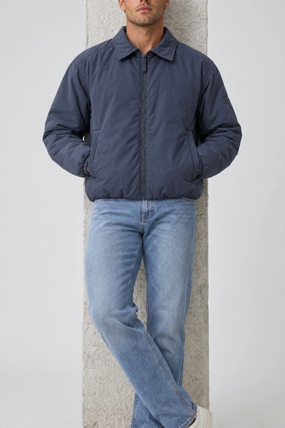 Men’s Padded Full Zip Jacket – Collared Lightweight Bomber — variant_front