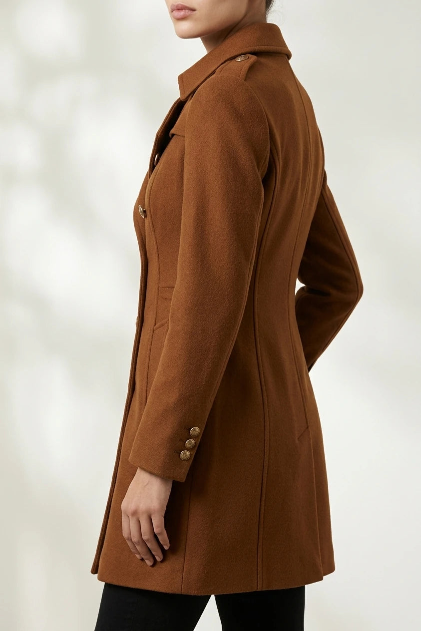 Women's Double-Breasted Military Coat Notch Lapel — variant_front
