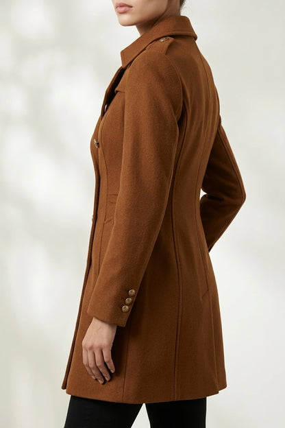 Women's Double-Breasted Military Coat Notch Lapel — variant_front