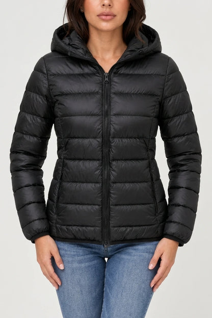 Women’s Lightweight Hooded Puffer Jacket – Quilted Zip-Up Coat — variant_front