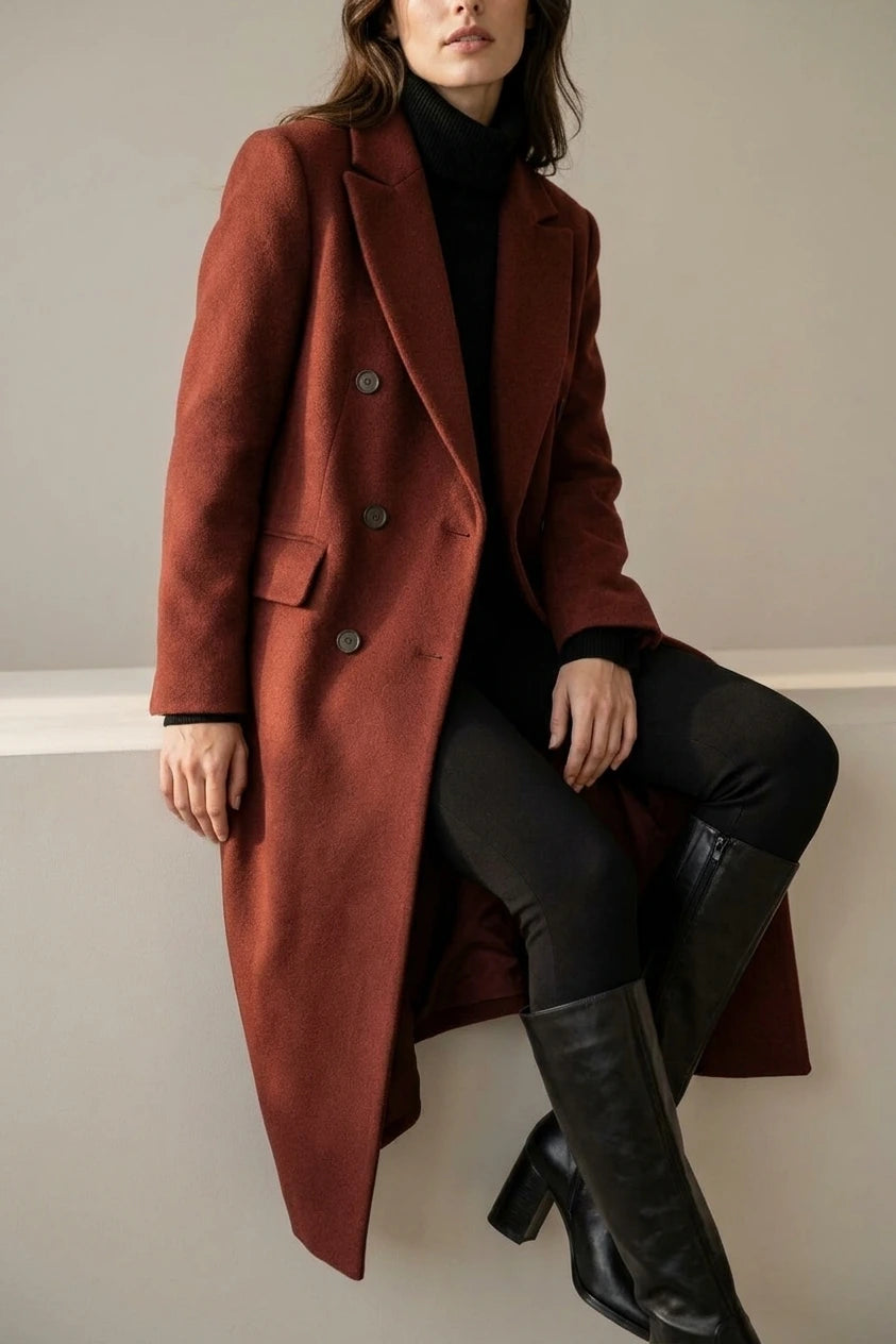 Women's Burgundy Wool Trench Coat – Beatrix — variant_front