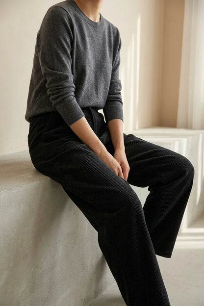 HMY Lazy Style Drapey Straight Casual Trousers, Women'S Casual Pants — variant_front