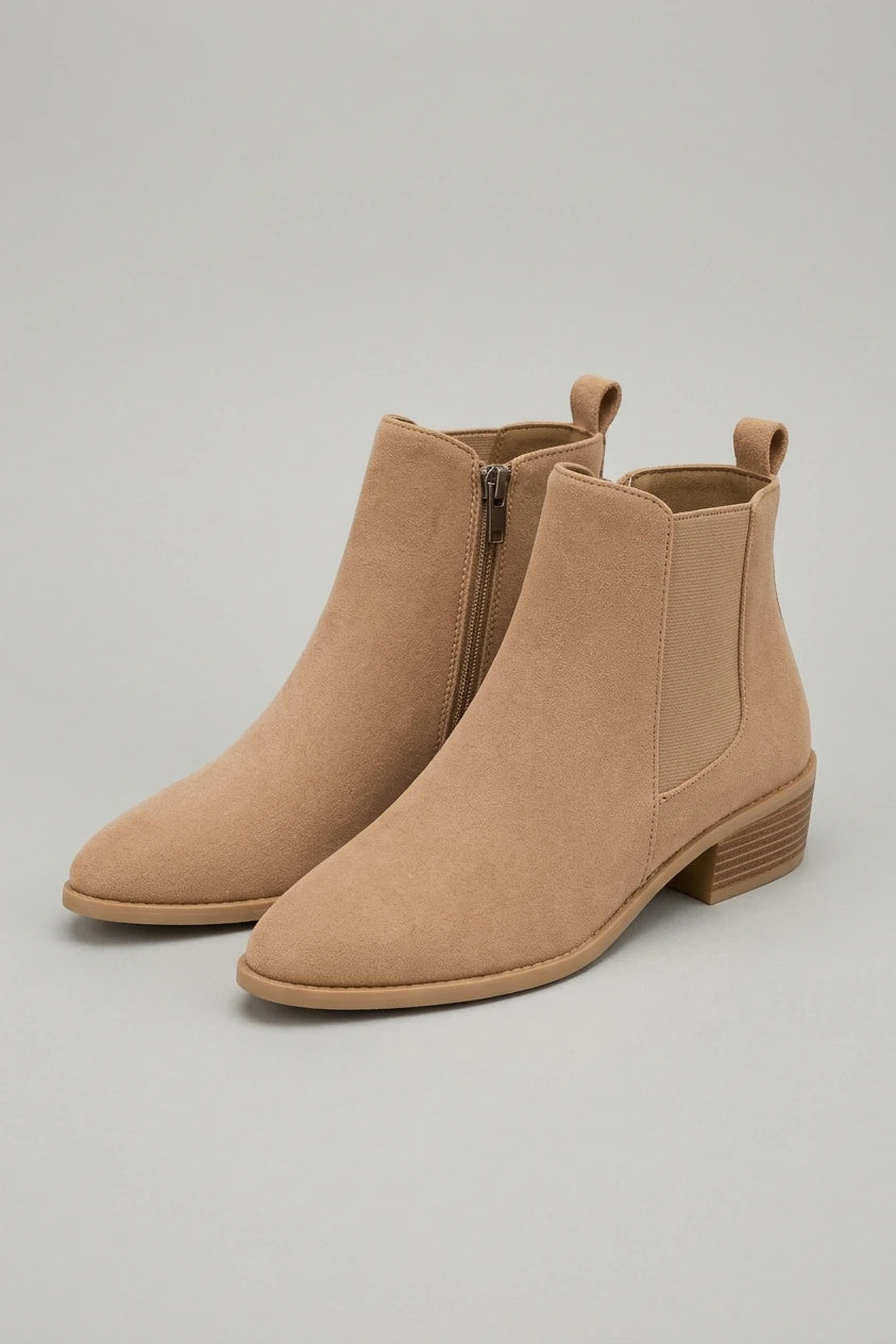 Women's Pointed Toe Chelsea Ankle Boots Low Block Heel — variant_front