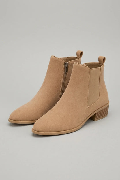 Women's Pointed Toe Chelsea Ankle Boots Low Block Heel — variant_front