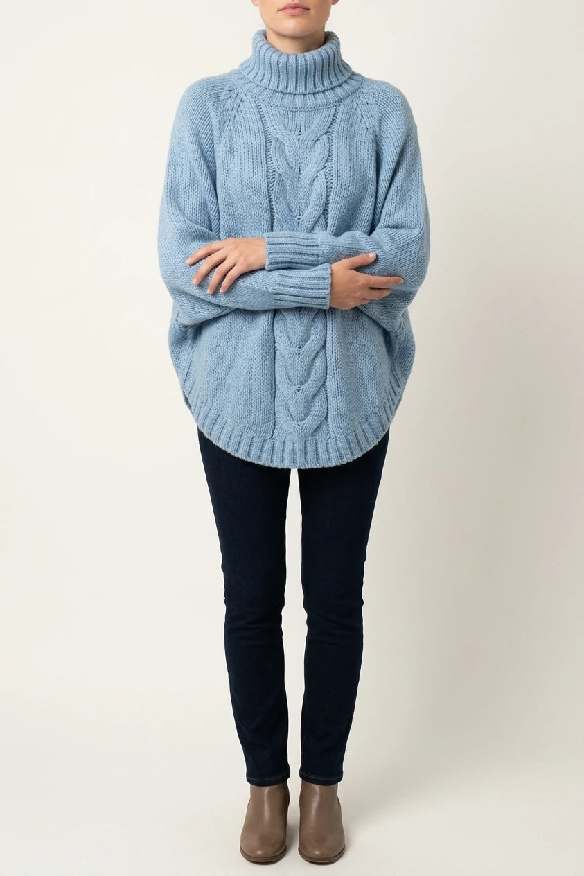 Women's Cable Knit Turtleneck Jumper Oversized Fit — variant_front