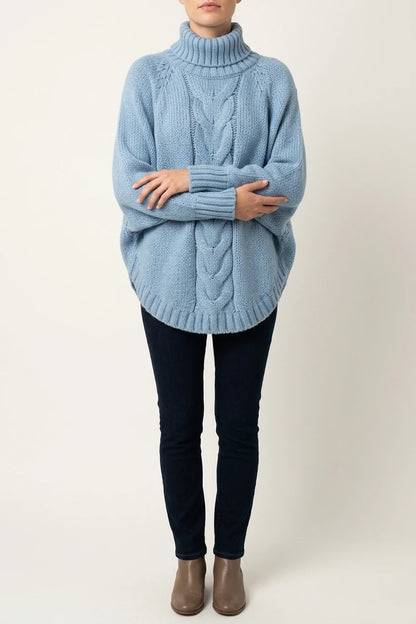 Women's Cable Knit Turtleneck Jumper Oversized Fit — variant_front
