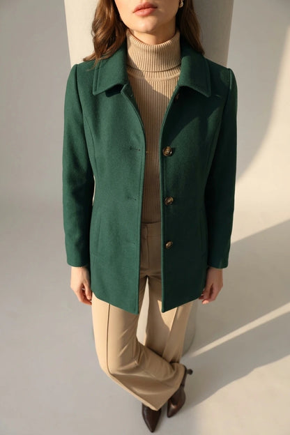 Work Office Winter Overcoat Single Breasted Point Collar Pea Coat — variant_front
