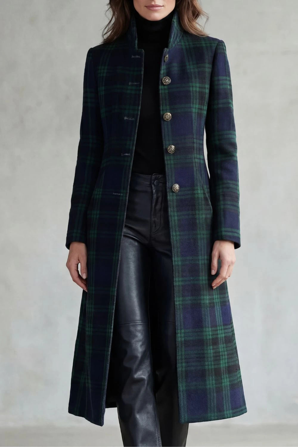 Rowleigh – Highland check silhouette – Wool blend coat — gallery_01.webp