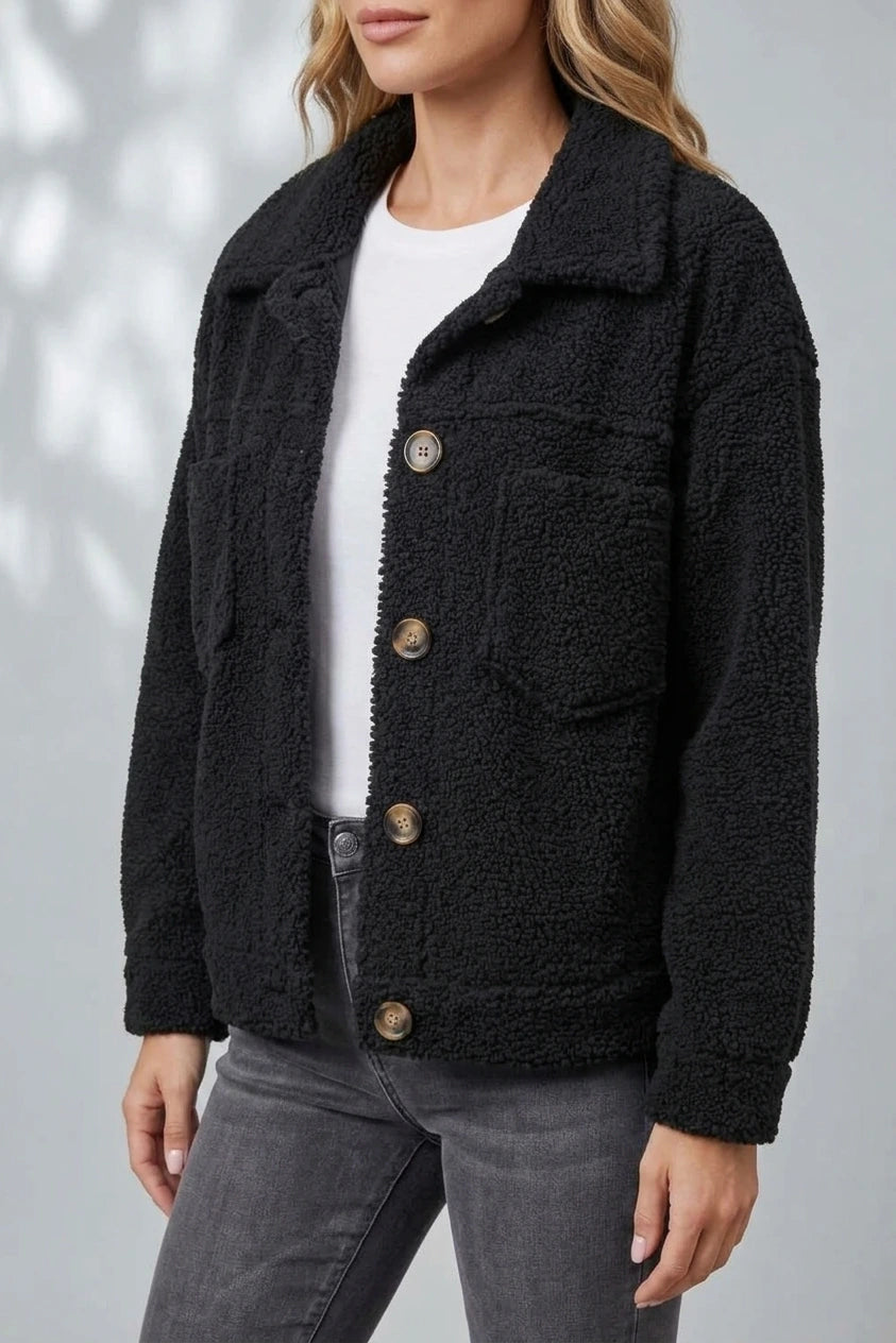 Floretta – Textured fleece style – Button-up jacket — variant_front