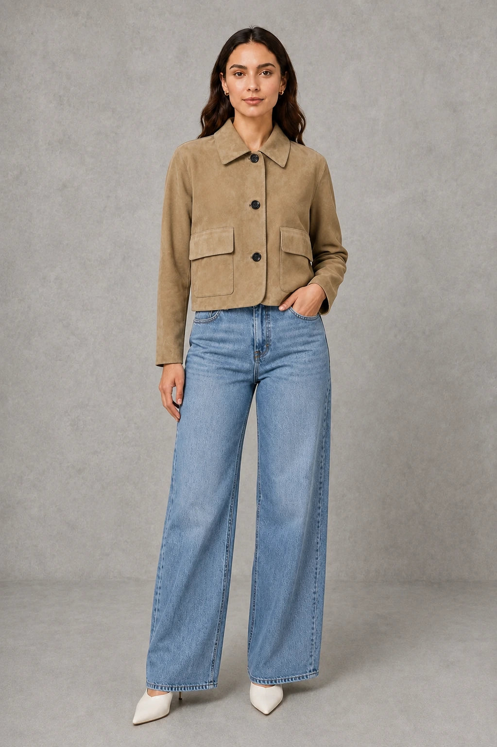 Women’s Tailored Collared Jacket – Button Front Long Sleeve Coat — gallery_05.webp