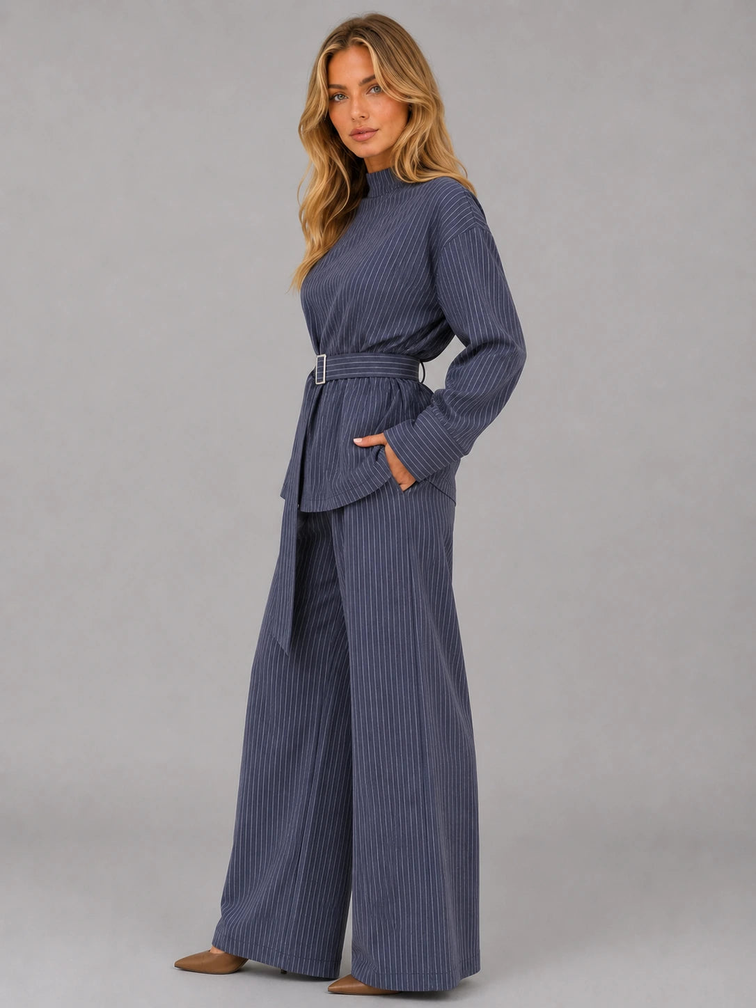Women’s Pinstripe Two-Piece Set – High Neck Top & Wide Leg Trousers — gallery_03.webp