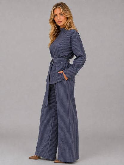 Women’s Pinstripe Two-Piece Set – High Neck Top & Wide Leg Trousers — gallery_03.webp