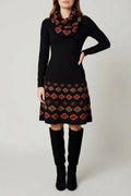 Printed Fit & Flare Knit Dress - Soft Stretch Skater Skirt