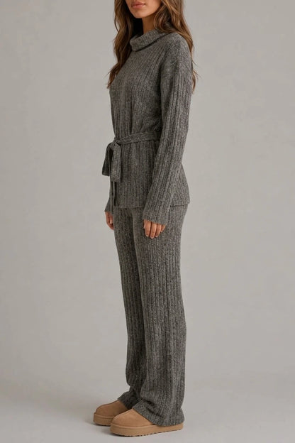 Women’s Knitted Two-Piece Set – Roll Neck Jumper & Wide Leg Trousers Outfit — variant_front