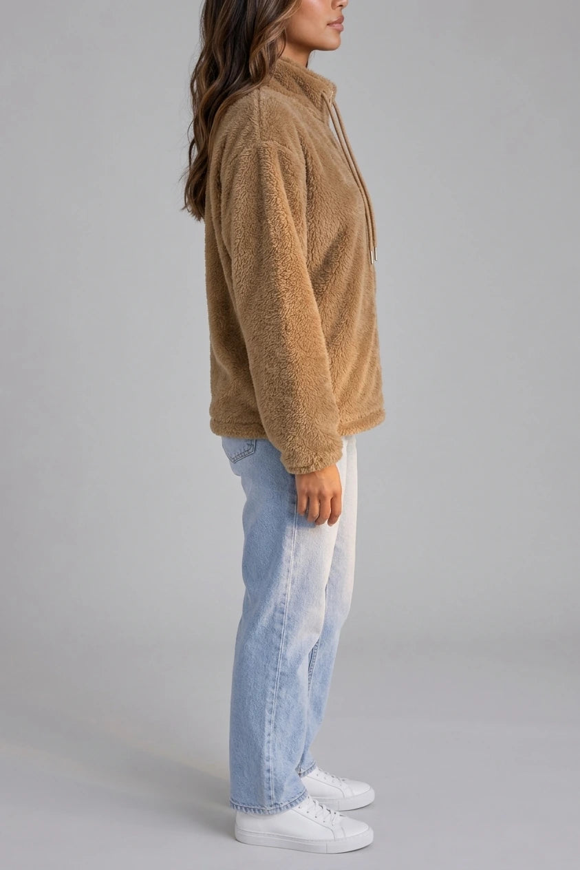 Women’s Teddy Fleece Zip-Up Jacket – Soft High Neck Jumper — variant_front