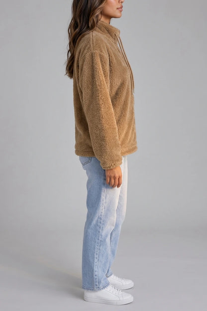 Women’s Teddy Fleece Zip-Up Jacket – Soft High Neck Jumper — variant_front