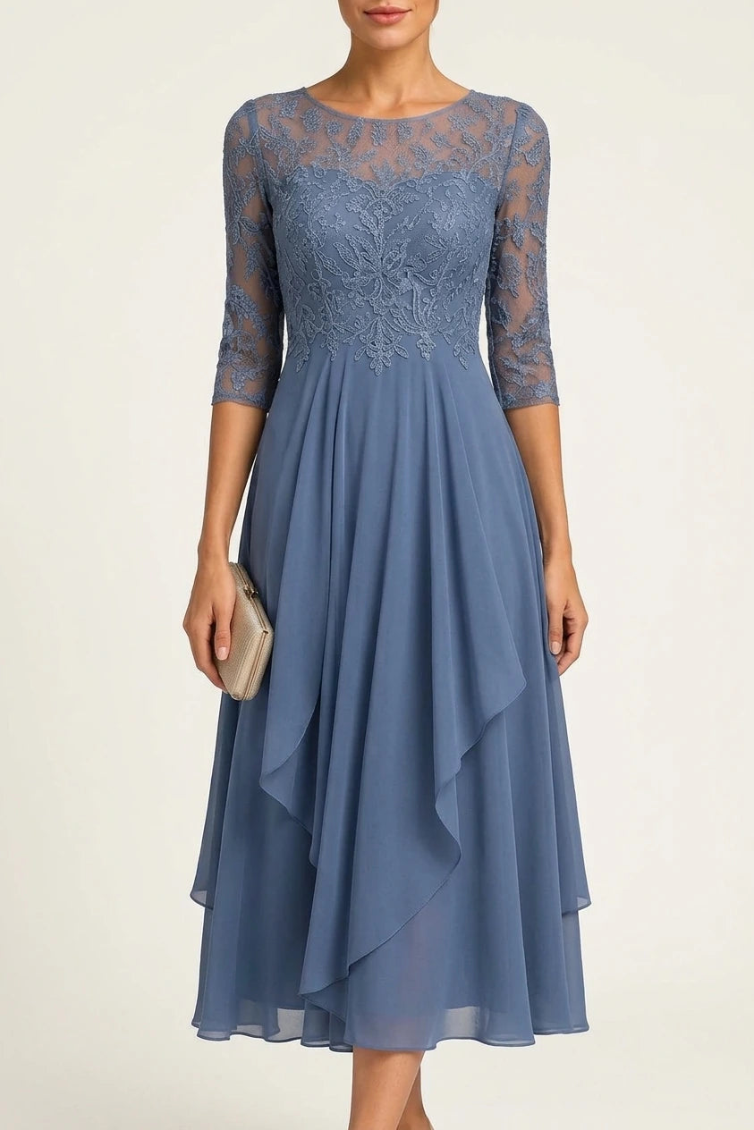 Women's Embroidered Lace Midi Dress | Wedding Guest — variant_front