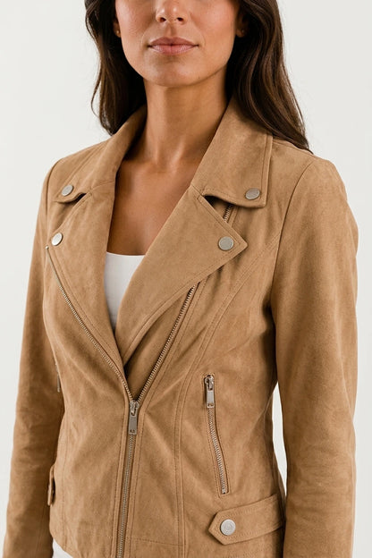 Women’s Suede Jacket – Cropped Tailored Jacket for Effortless Everyday Style — variant_front