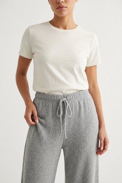 Women’s Knitted Wide Leg Trousers – High Waist Drawstring Pants — variant_front