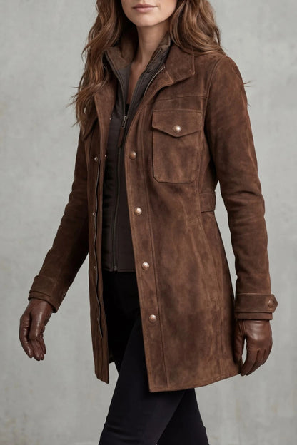Bellavue – Tailored suede finish – Longline coat — gallery_03.webp