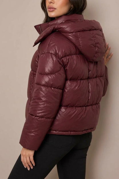 Women’s Hooded Puffer Jacket – Full Zip Padded Winter Coat — variant_front