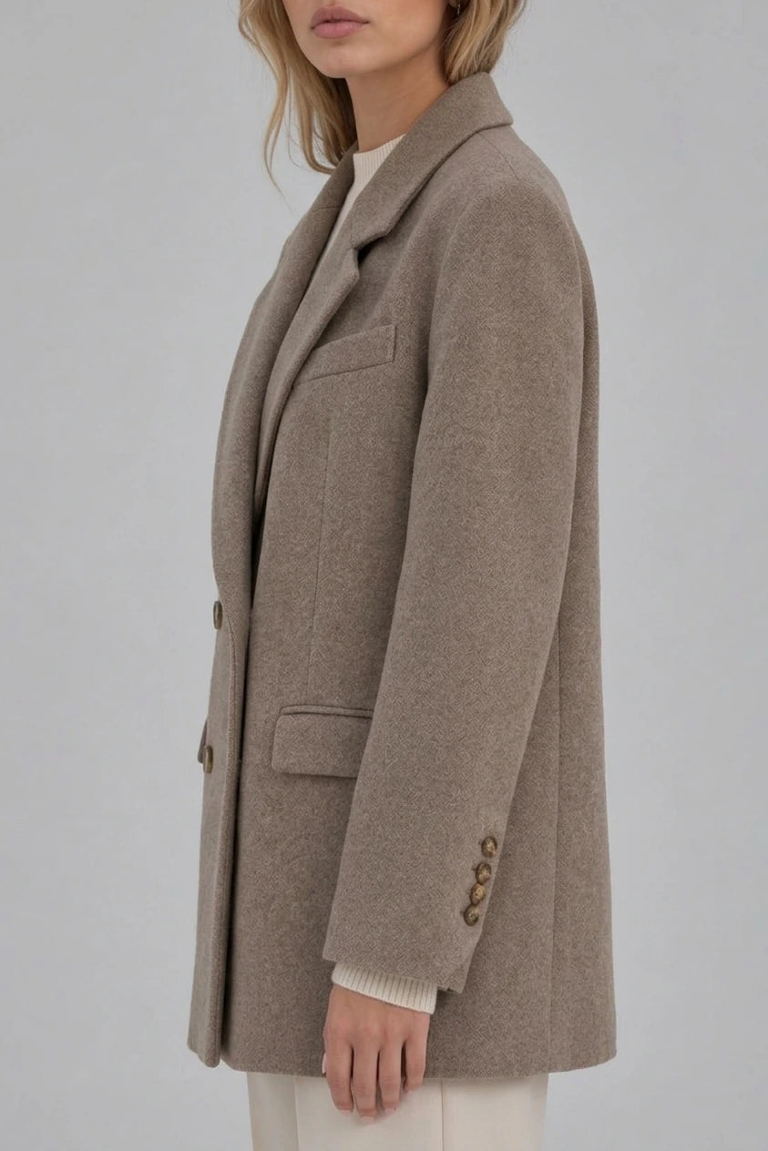 Women’s Oversized Double-Breasted Blazer – Tailored Longline Jacket — variant_front
